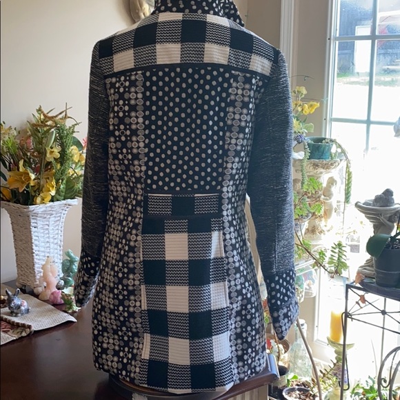 Mirror Image women’s XL black and white block print button front jacket - Picture 6 of 8